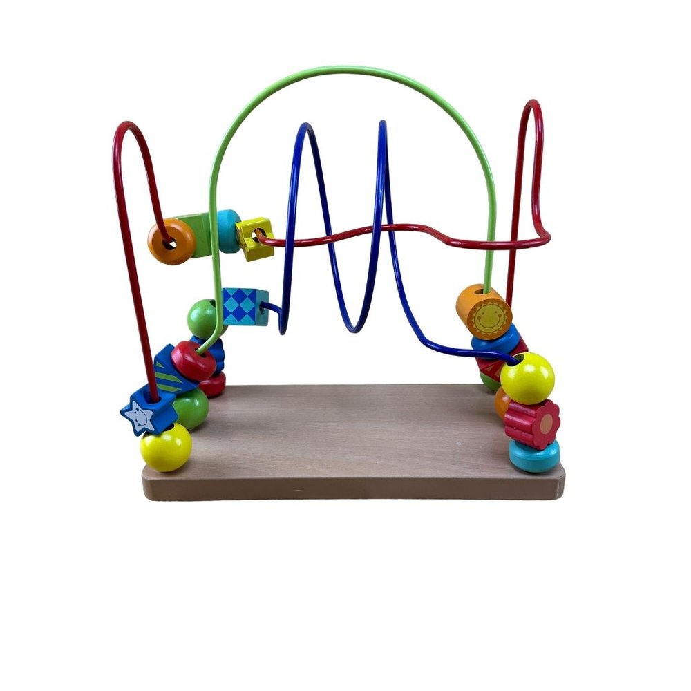 Wooden Busy Bead Maze Roller Coaster Baby Kids Learning Activity Educational Toy